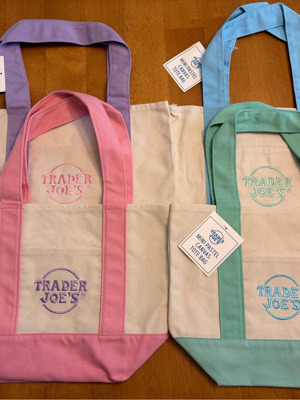 Trader Joe's Mini Pastel Canvas Tote Bag Full Set 4 NWT + Marna Shupatto Bag Lot